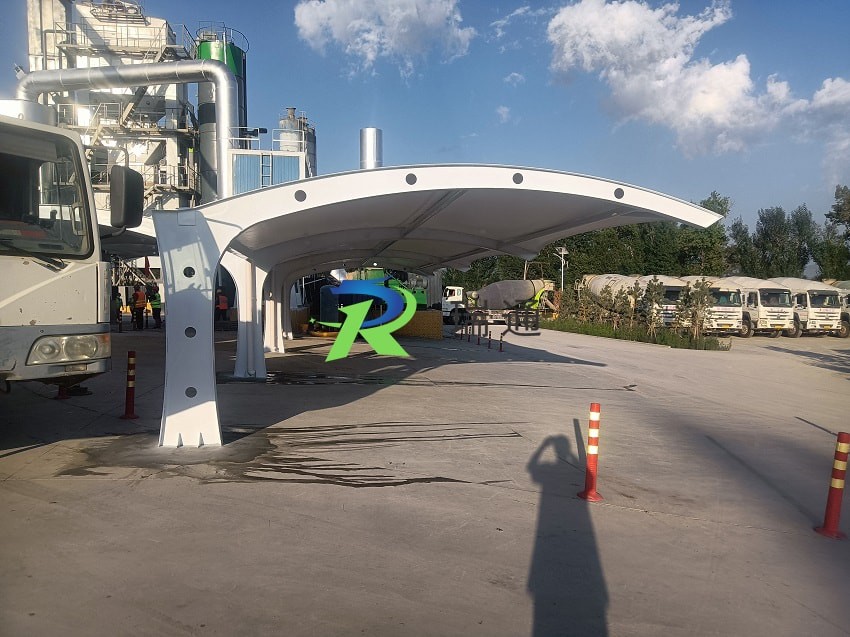 混凝土搅拌站膜结构车棚